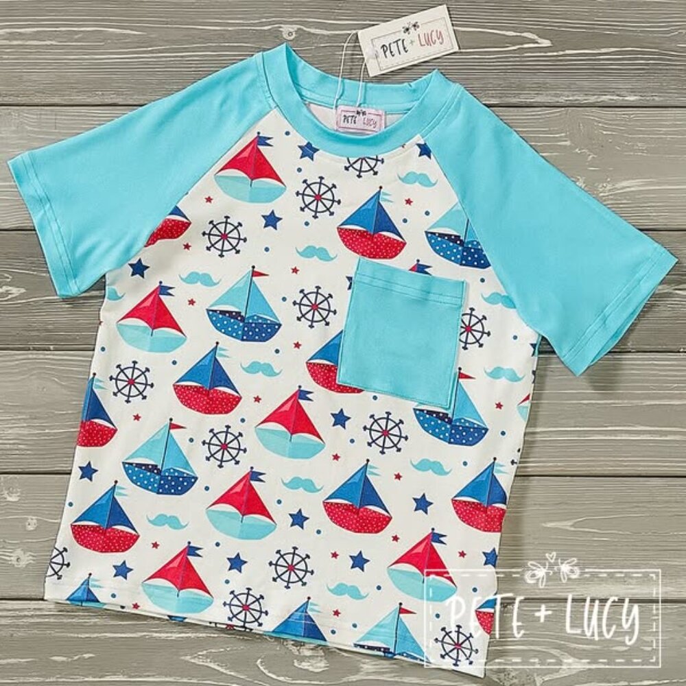 Pete + Lucy Come Sail with Me boys shirt size 0-6 months